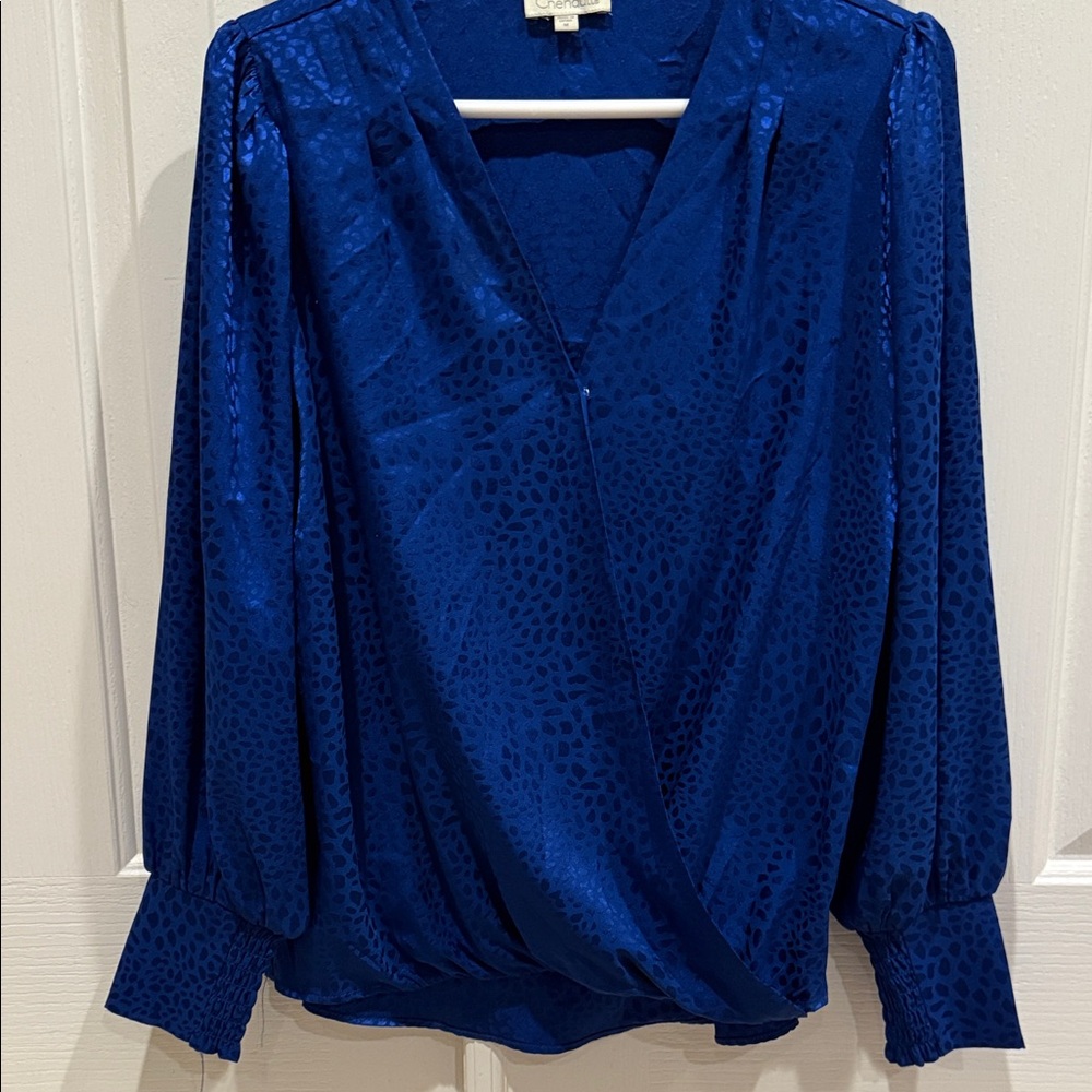 Chenault Royal Blue Wrap Blouse